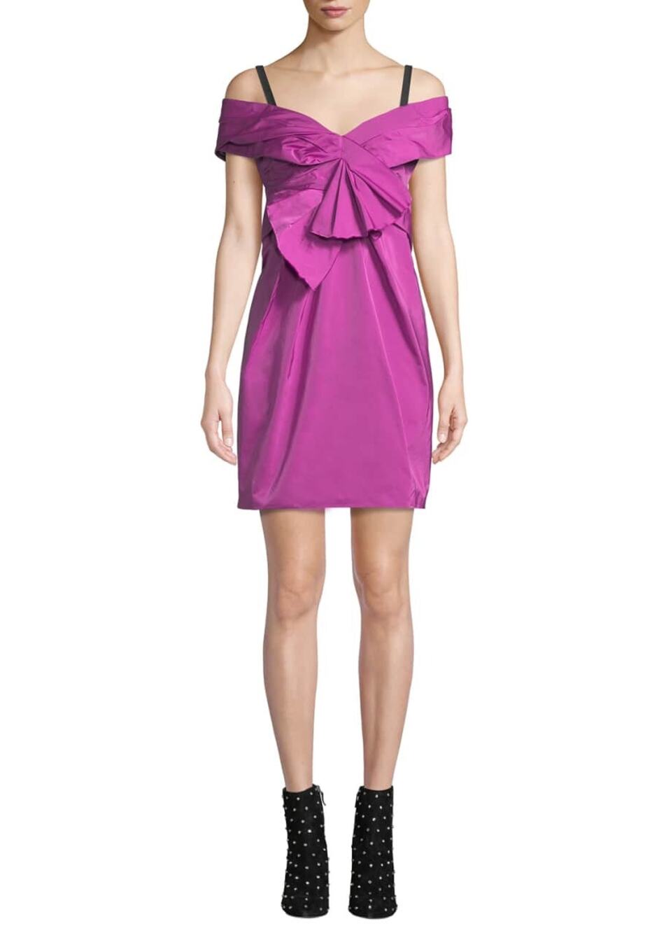 Marc Jacobs Magenta Purple Off Shoulder Twist Knot Front Mini Dress Size 2